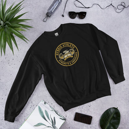 Hybrid Athlete vintage athletic-department crest crewneck sweatshirt — Black, front-right