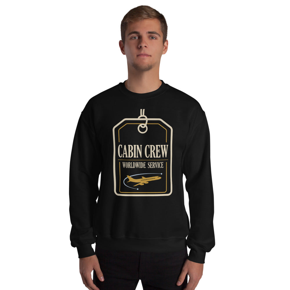 Worldwide Service cabin crew crewneck sweatshirt — Black, on model