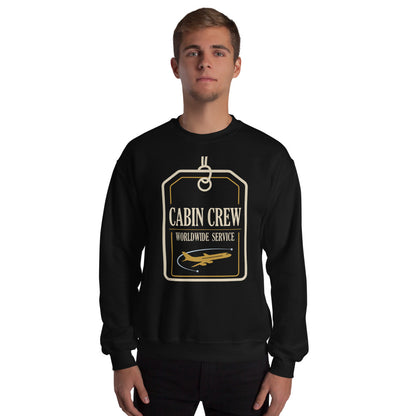 Worldwide Service cabin crew crewneck sweatshirt — Black, on model