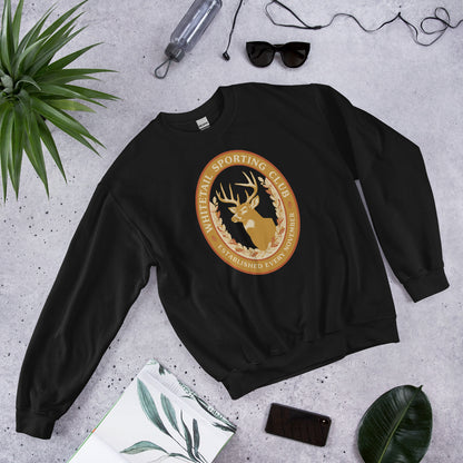 Whitetail Sporting Club vintage deer hunting crewneck sweatshirt — Black, front-right
