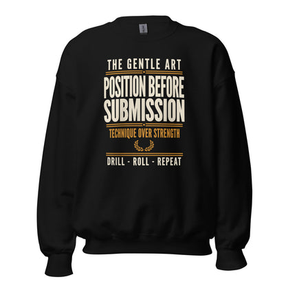 Position Before Submission Brazilian jiu jitsu sweatshirt — Black, front