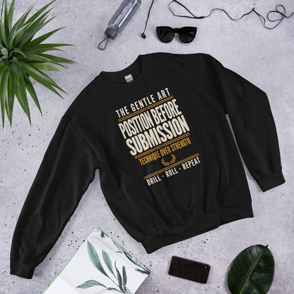 Position Before Submission Brazilian jiu jitsu sweatshirt — Black, front-right