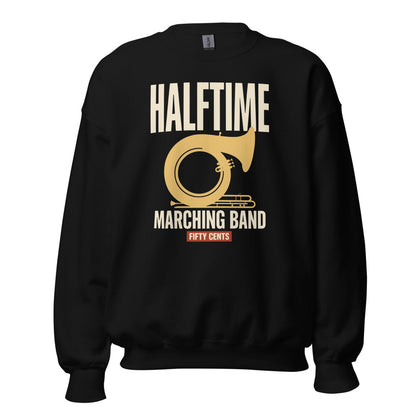 Official Halftime vintage marching band crewneck sweatshirt — Black, front