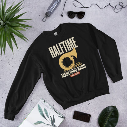 Official Halftime vintage marching band crewneck sweatshirt — Black, flat lay