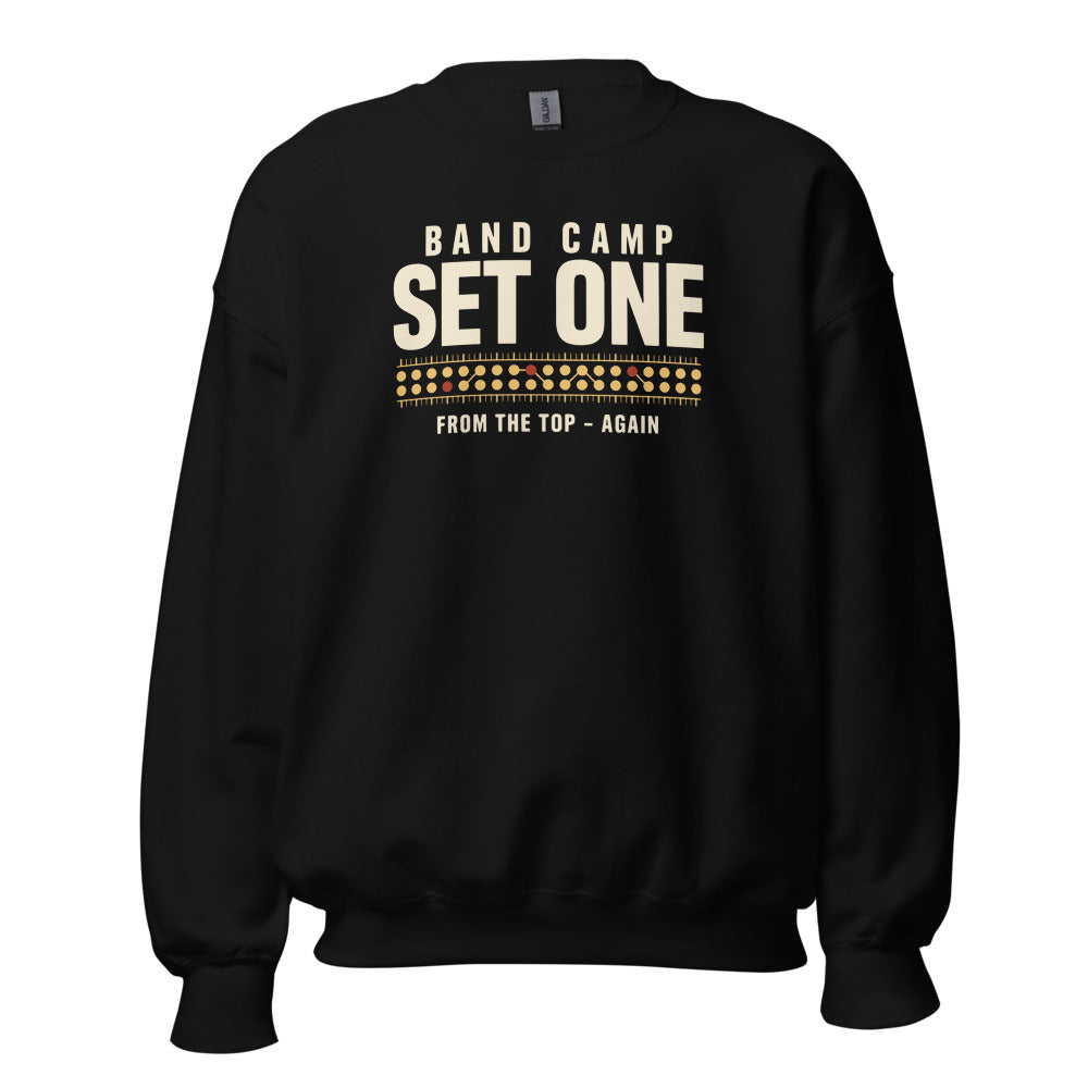 Set One marching band drill chart crewneck sweatshirt — Black, front