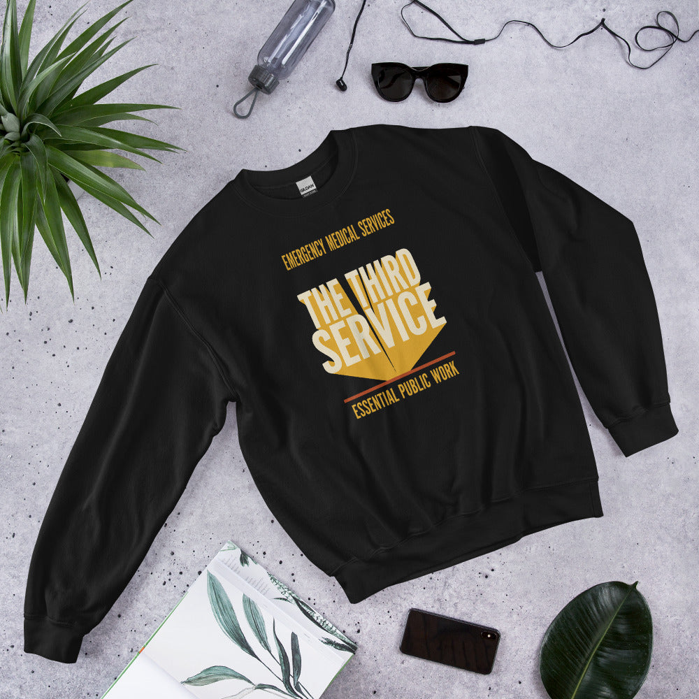 The Third Service EMS crewneck sweatshirt — Black, flat lay