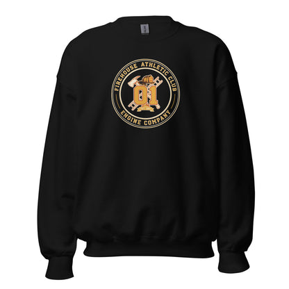 Firehouse Athletic Club retro firefighter emblem crewneck sweatshirt — Black, front