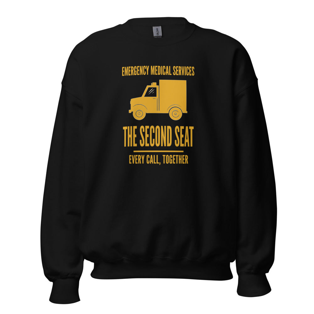 The Second Seat EMS paramedic crewneck — Black, front