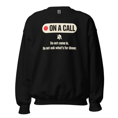 On A Call do not disturb status crewneck sweatshirt — Black, front