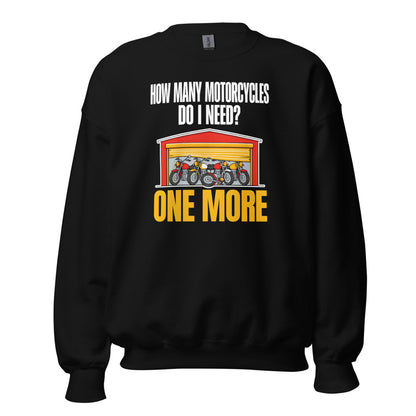 One More funny motorcycle crewneck sweatshirt — Black, front