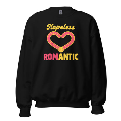 Hopeless ROMantic funny physical therapy crewneck sweatshirt — Black, front