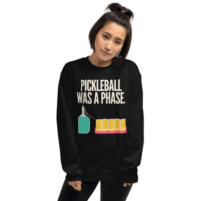 Pickleball Was A Phase funny mahjong crewneck sweatshirt — Black, on model