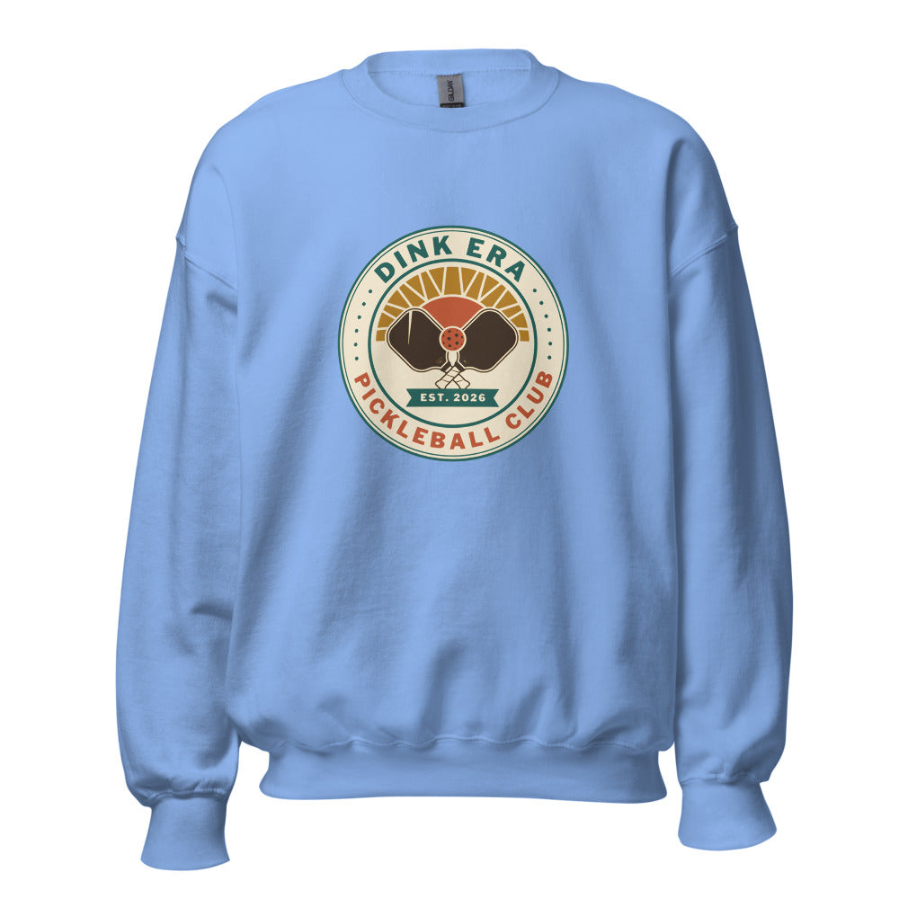 Dink Era Pickleball Club retro crewneck sweatshirt — Carolina Blue, front