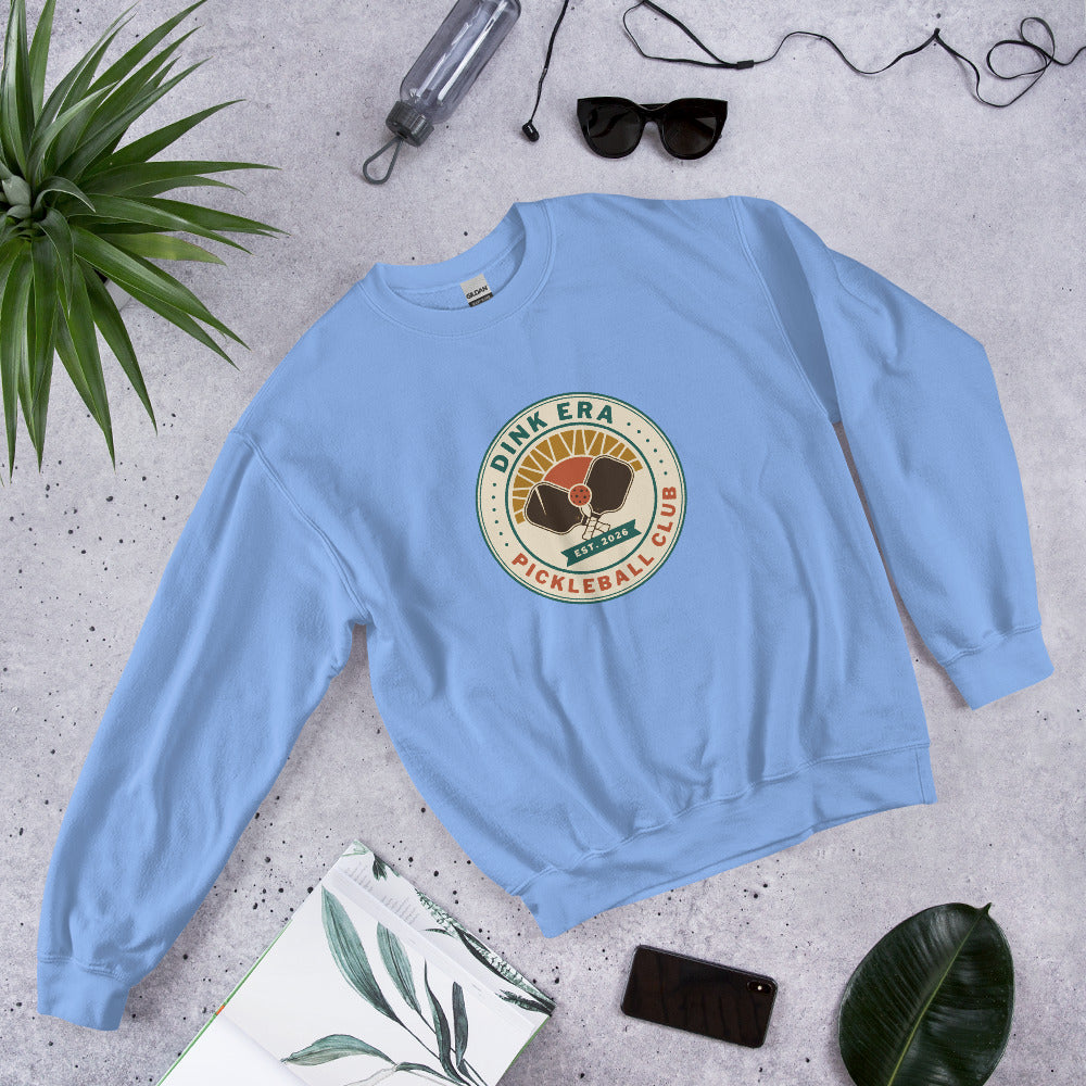 Dink Era Pickleball Club retro crewneck sweatshirt — Carolina Blue, front-right