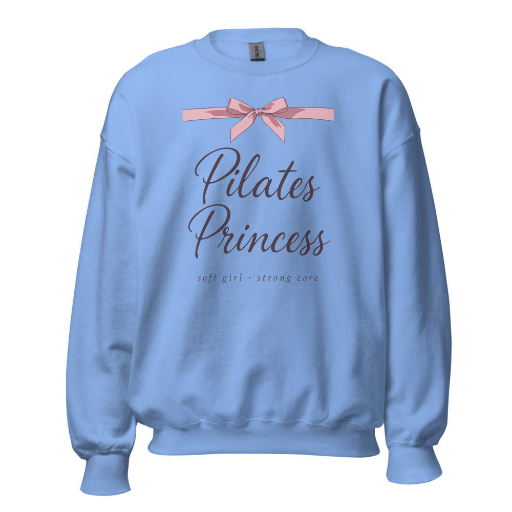 Pilates Princess coquette bow crewneck sweatshirt — Carolina Blue, front