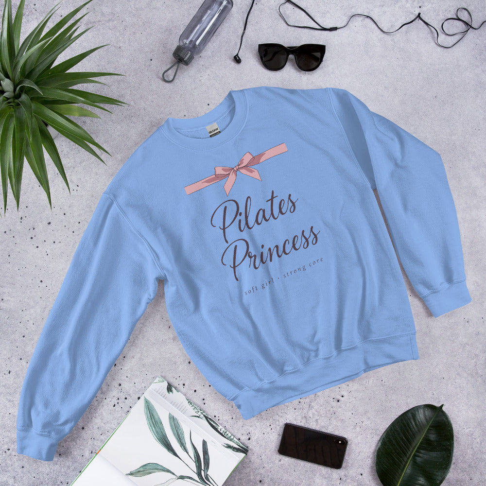 Pilates Princess coquette bow crewneck sweatshirt — Carolina Blue, front-right