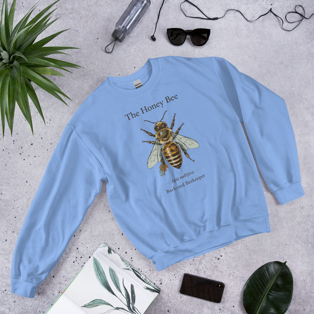 The Honey Bee Apis mellifera anatomical crewneck sweatshirt — Carolina Blue, front-right