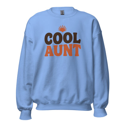 Cool Aunt retro groovy aunt crewneck sweatshirt — Carolina Blue, front