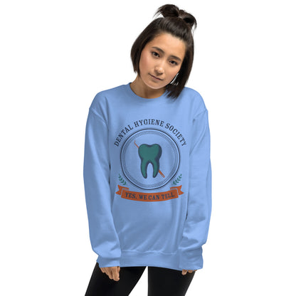 Dental Hygiene Society dental hygienist crewneck sweatshirt — Carolina Blue, on model