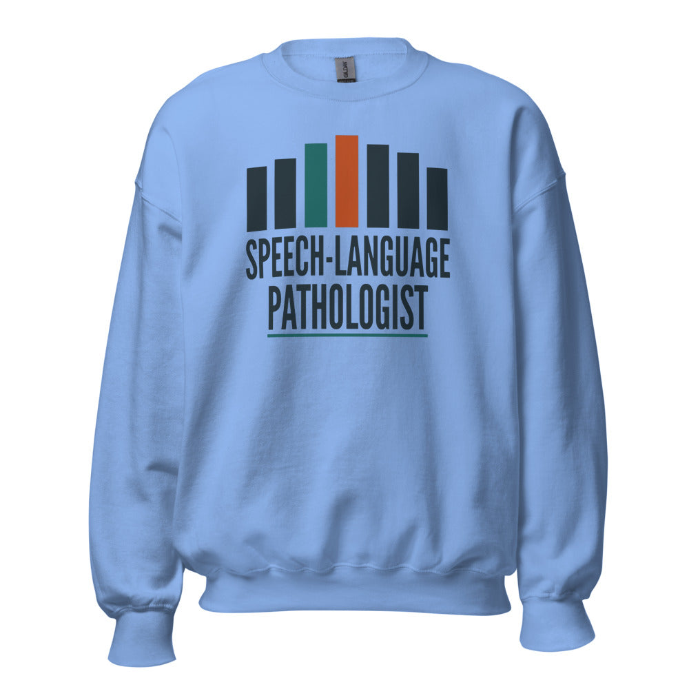 Mid-Century Clinic speech therapy crewneck sweatshirt — Carolina Blue, front