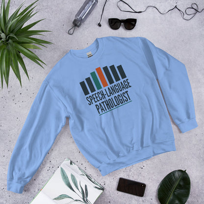 Mid-Century Clinic speech therapy crewneck sweatshirt — Carolina Blue, flat lay