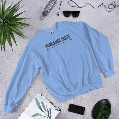 Business Above This Line crewneck sweatshirt — Carolina Blue, flat lay