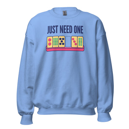 Just Need One funny mahjong crewneck sweatshirt — Carolina Blue, front