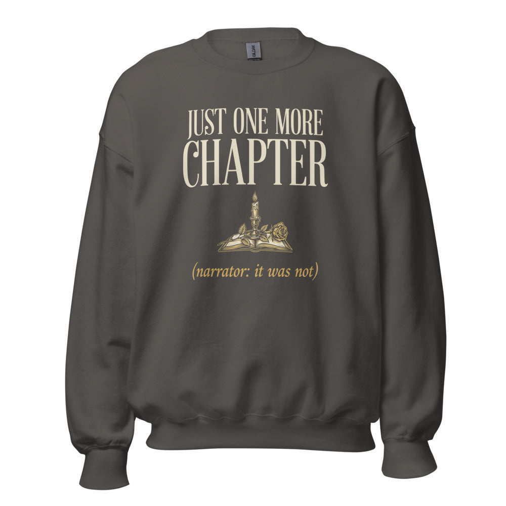 Just One More Chapter book lover dark academia crewneck sweatshirt — Charcoal, front