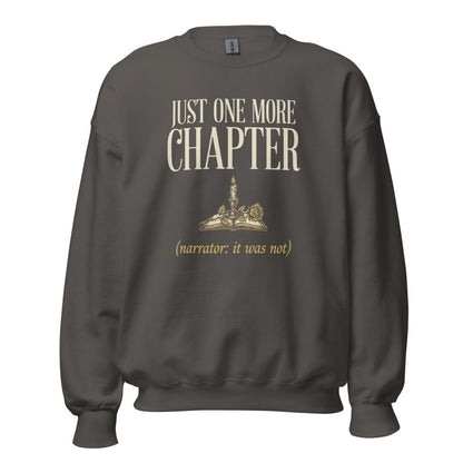Just One More Chapter book lover dark academia crewneck sweatshirt — Charcoal, front
