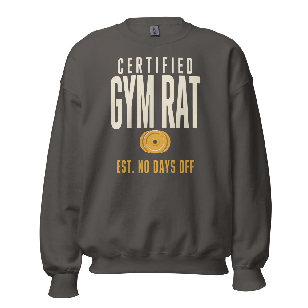 Certified Gym Rat vintage athletic crewneck sweatshirt — Charcoal, front