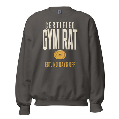 Certified Gym Rat vintage athletic crewneck sweatshirt — Charcoal, front