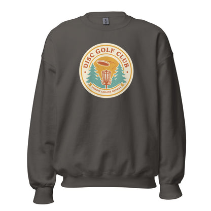 Disc Golf Club retro badge crewneck sweatshirt — Charcoal, front