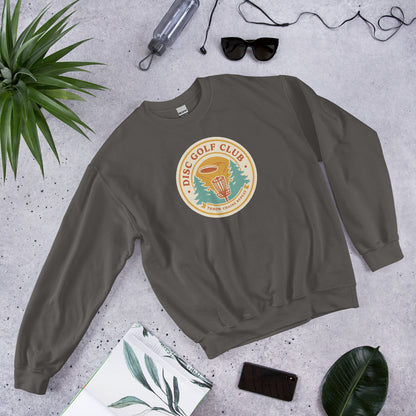 Disc Golf Club retro badge crewneck sweatshirt — Charcoal, front-right