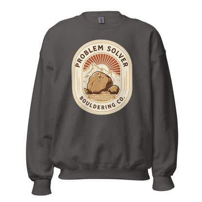 Problem Solver Bouldering Badge crewneck sweatshirt — Charcoal, front