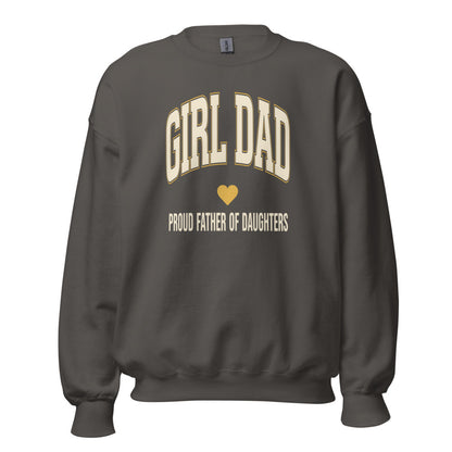 Girl Dad retro varsity crewneck sweatshirt — Charcoal, front