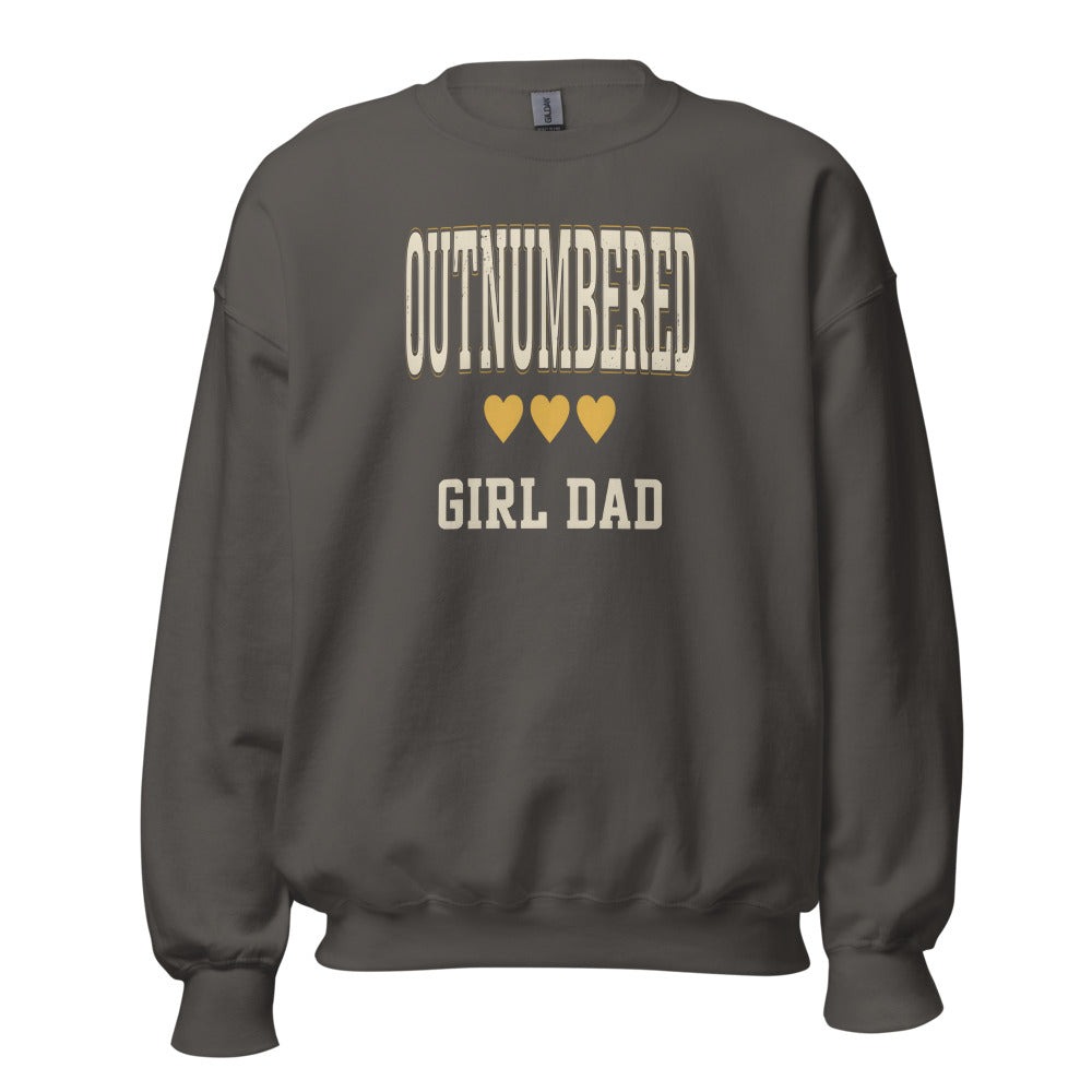 Girl Dad Outnumbered & Proud crewneck sweatshirt — Charcoal, front