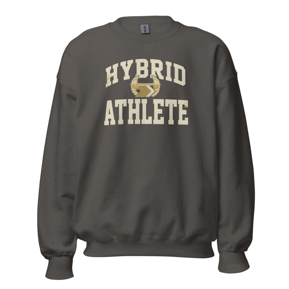 Hybrid Athlete vintage varsity crewneck sweatshirt — Charcoal, front