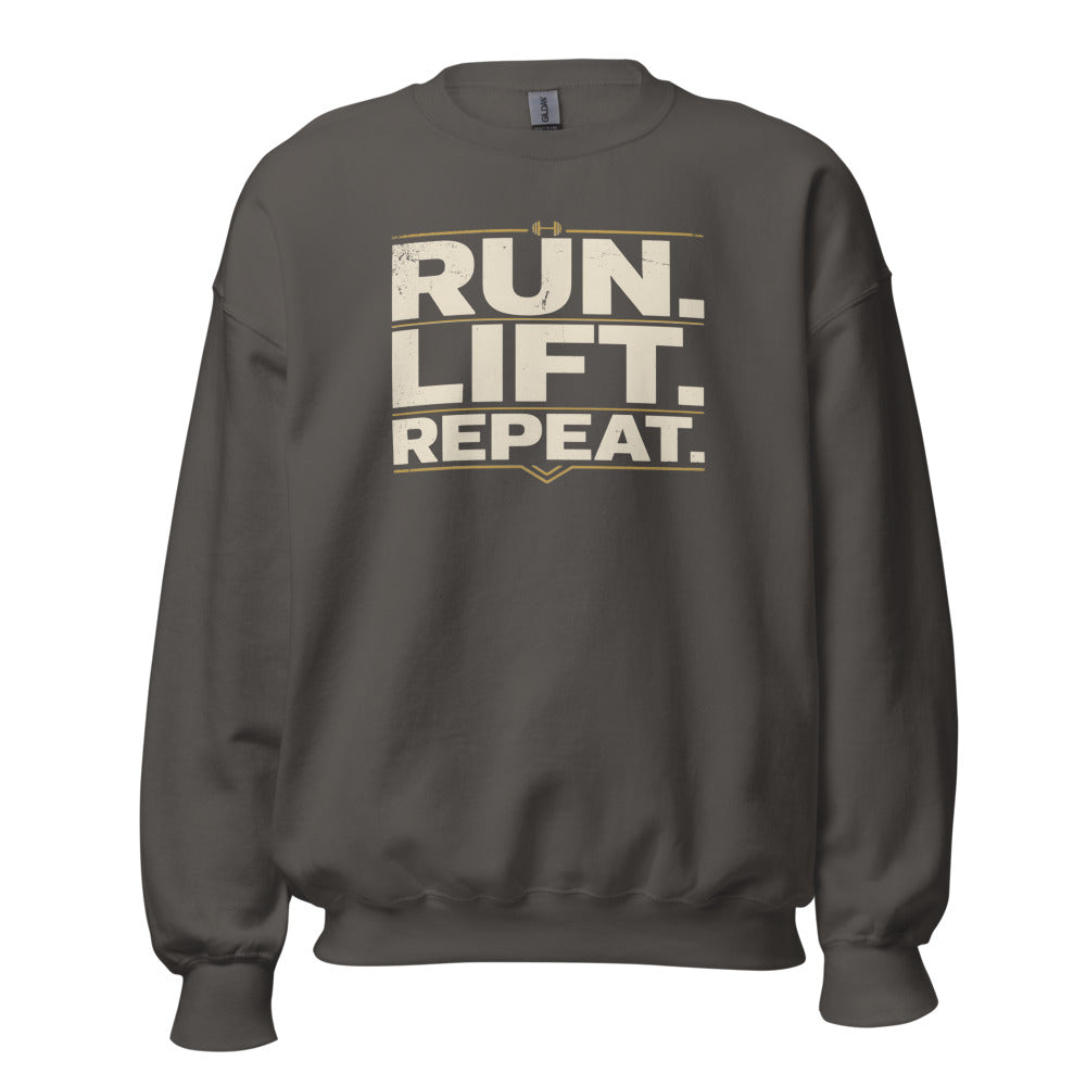 Run Lift Repeat vintage athletic crewneck sweatshirt — Charcoal, front