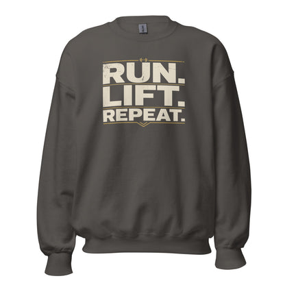 Run Lift Repeat vintage athletic crewneck sweatshirt — Charcoal, front