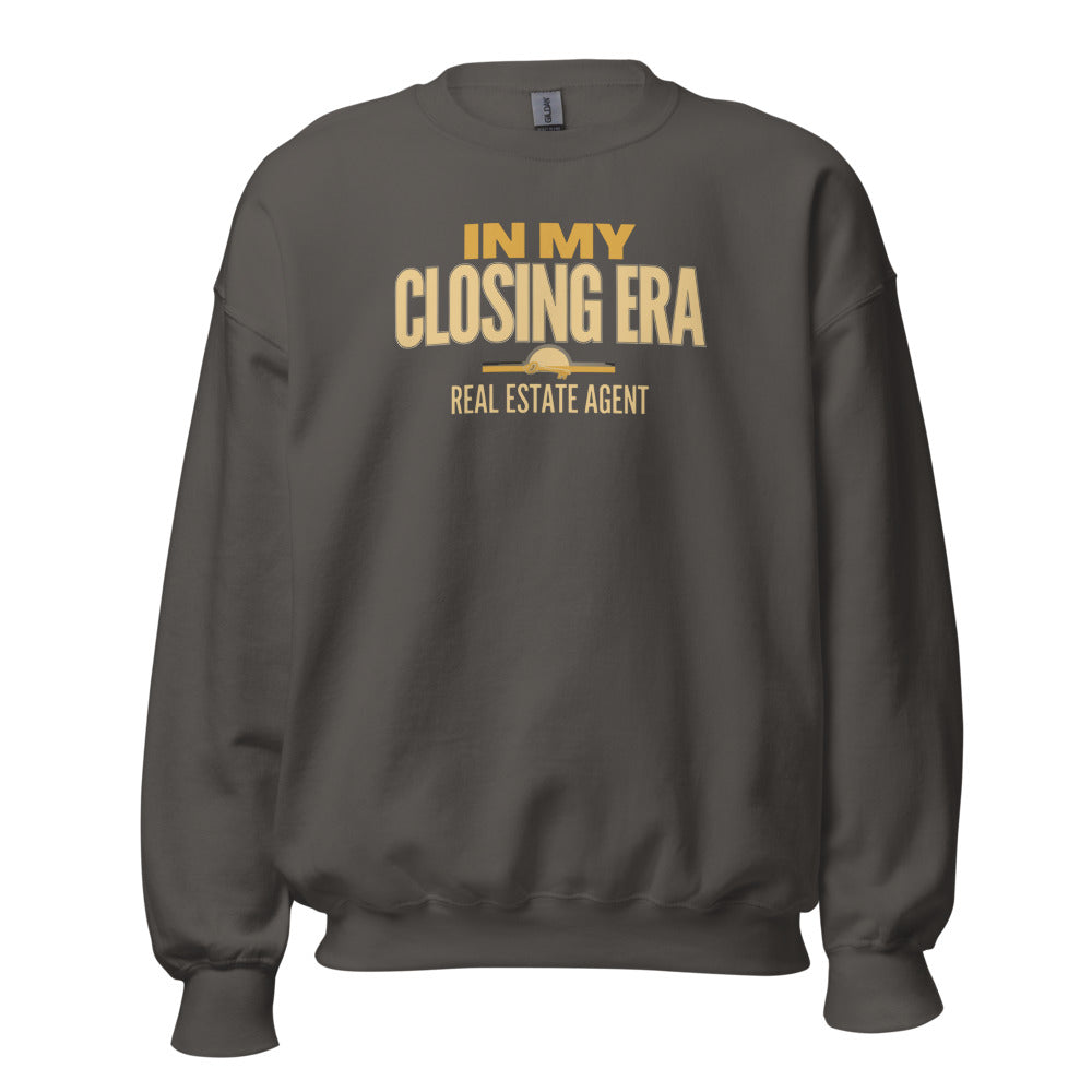 In My Closing Era real estate agent crewneck sweatshirt — Charcoal, front