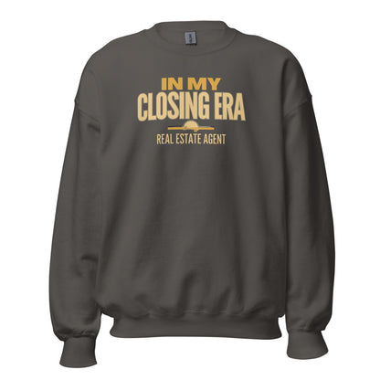 In My Closing Era real estate agent crewneck sweatshirt — Charcoal, front