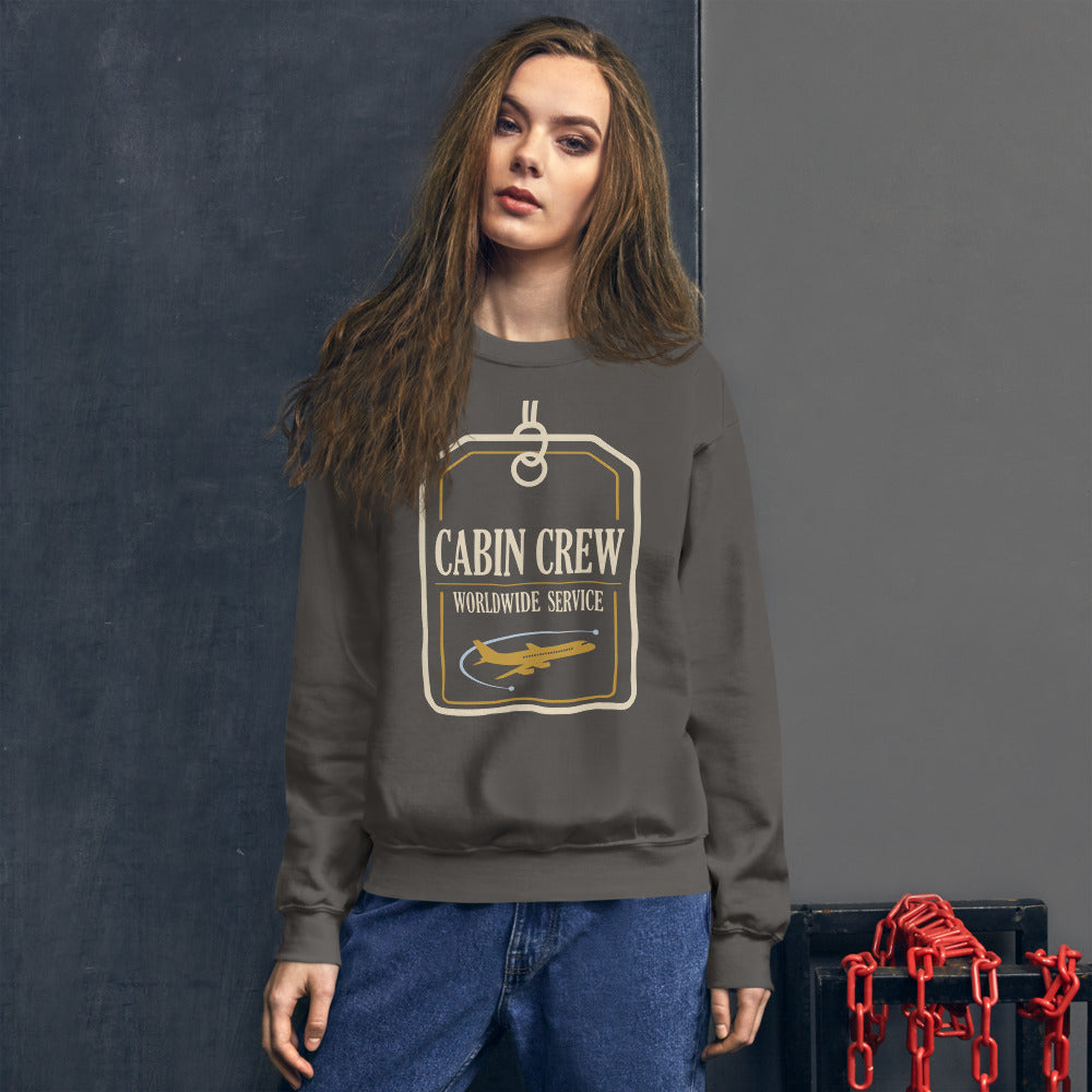 Worldwide Service cabin crew crewneck sweatshirt — Charcoal, on model