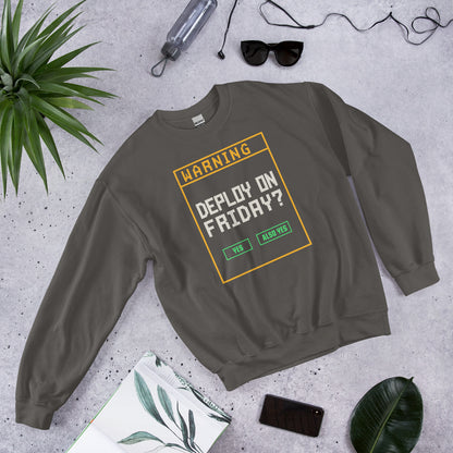 Deploy On Friday programmer crewneck — Charcoal, front-right