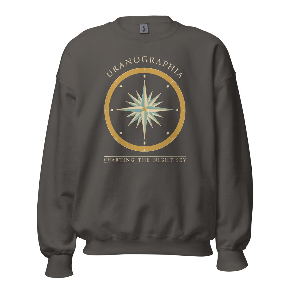Uranographia vintage celestial chart astronomy crewneck sweatshirt — Charcoal, front