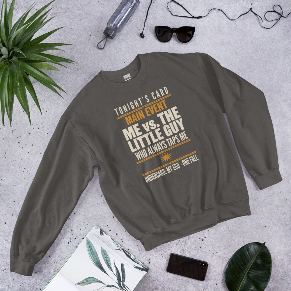Tonight's Card funny Brazilian jiu jitsu crewneck sweatshirt — Charcoal, front-right
