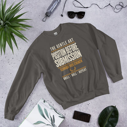Position Before Submission Brazilian jiu jitsu sweatshirt — Charcoal, front-right