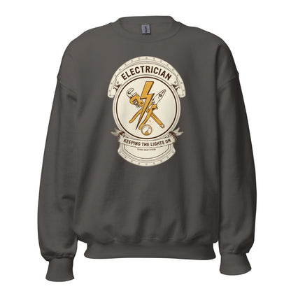 Electrician Journeyman trade crest crewneck — Charcoal, front