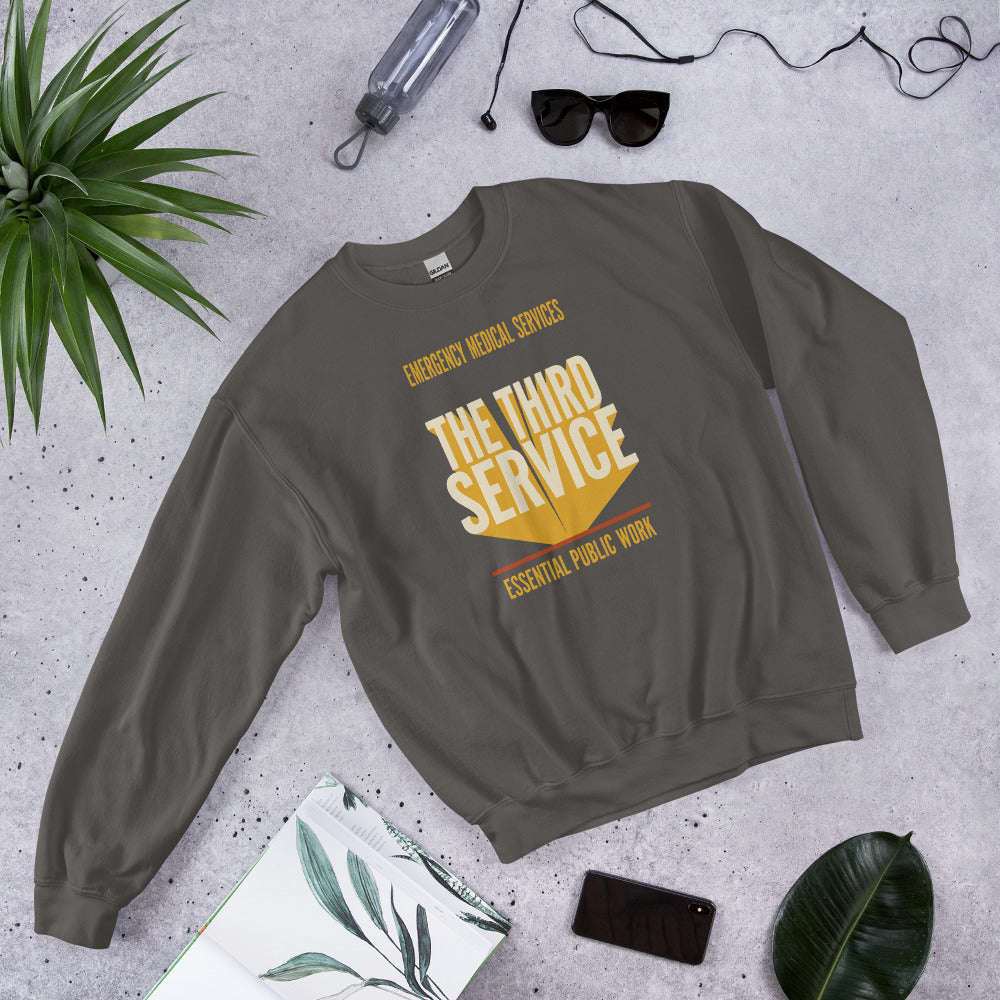 The Third Service EMS crewneck sweatshirt — Charcoal, flat lay