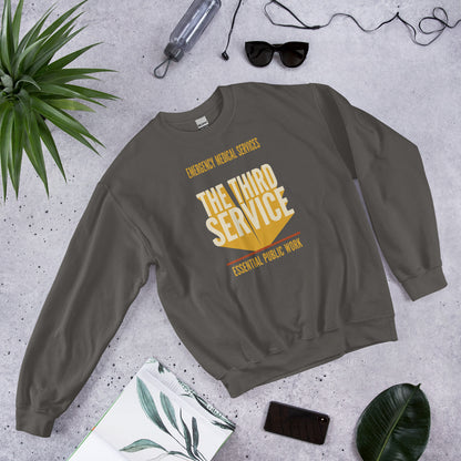 The Third Service EMS crewneck sweatshirt — Charcoal, flat lay