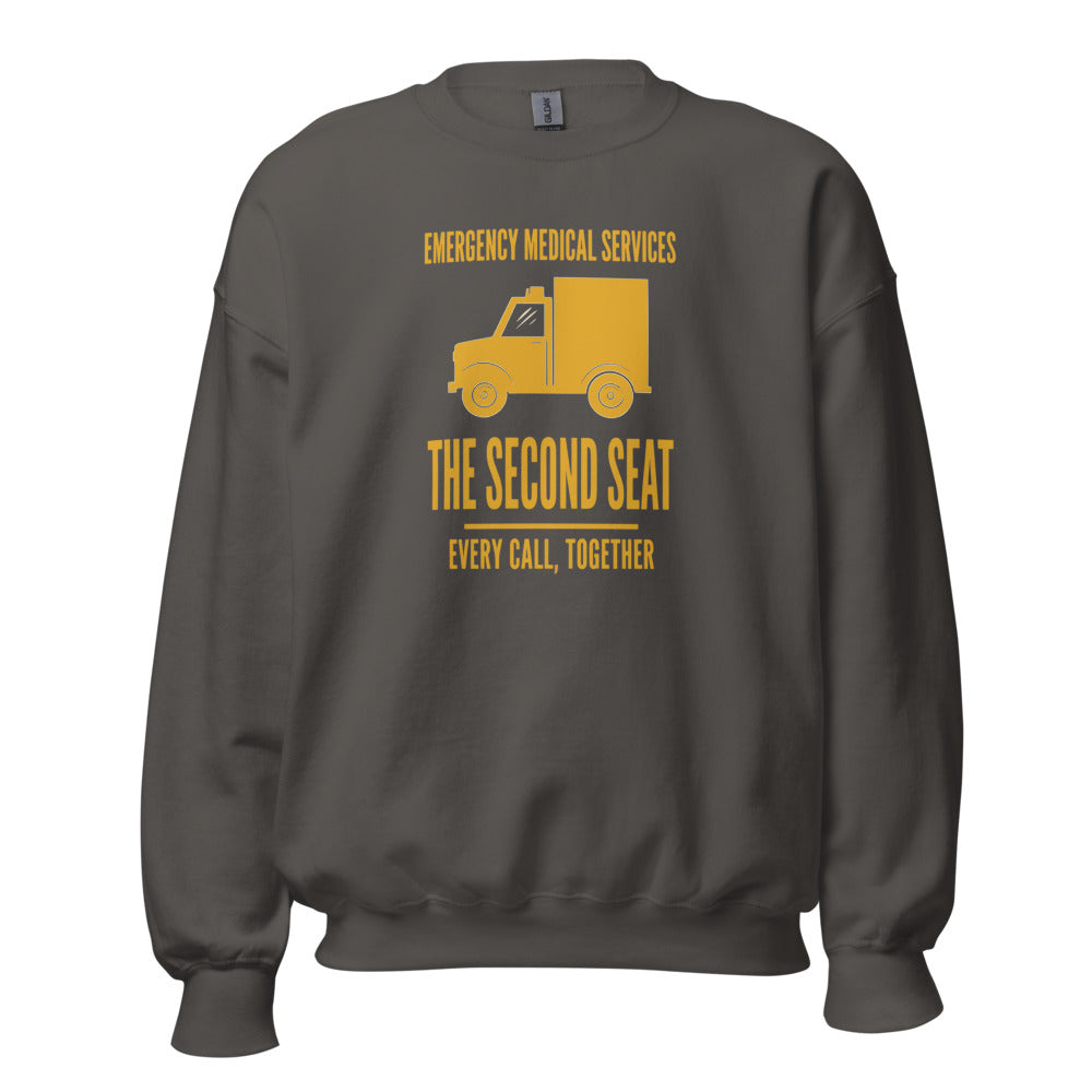 The Second Seat EMS paramedic crewneck — Charcoal, front
